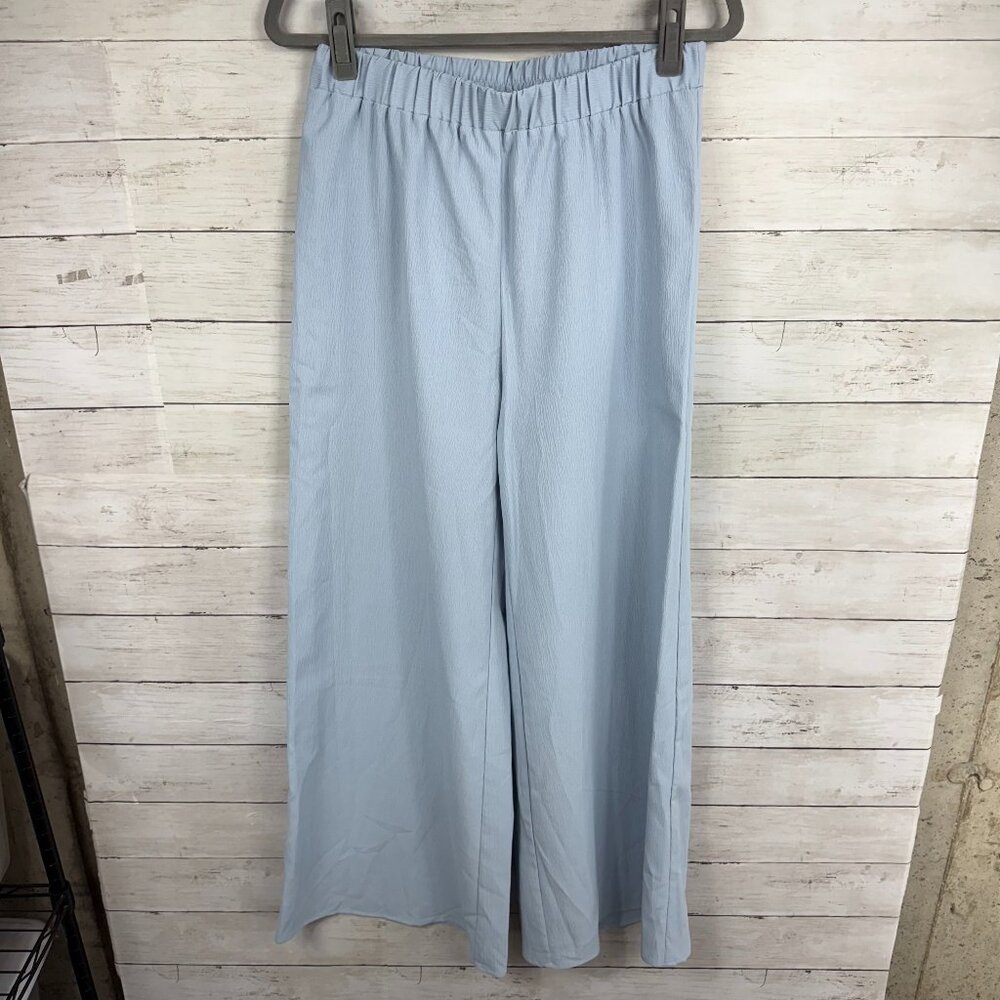 Cider Solid Light Blue Wide Leg Trousers - Picture 2 of 4